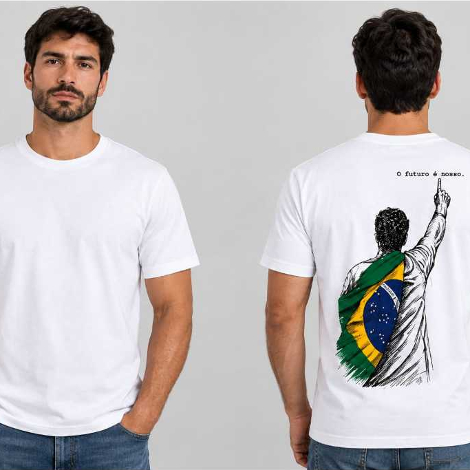 Camiseta do Brasil Masculina x Feminina O futuro é nosso bandeira brasileira