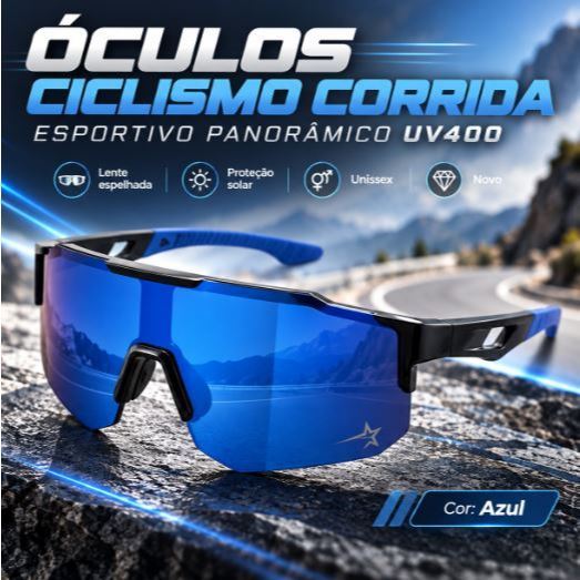 Oculos Ciclismo Corrida Esportivo Panorâmico UV400 Lente Espelhada Proteção Solar Unissex Novo