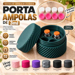 Porta Ampolas Organizador Compacto para 4 Frascos 3ml e 5ml