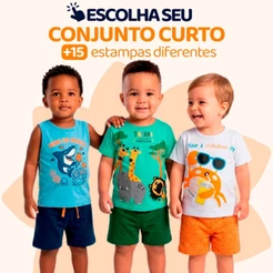Conjunto Bebê Masculino Menino Infantil Verão Manga Curta Tamanho 1 ao 8 - Roupa para Bebê Masculino L02