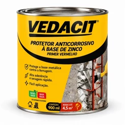 Protetor Primer Anticorrosivo À Base de Zinco 900ml Vedacit Proteção de Armaduras Alta Aderência