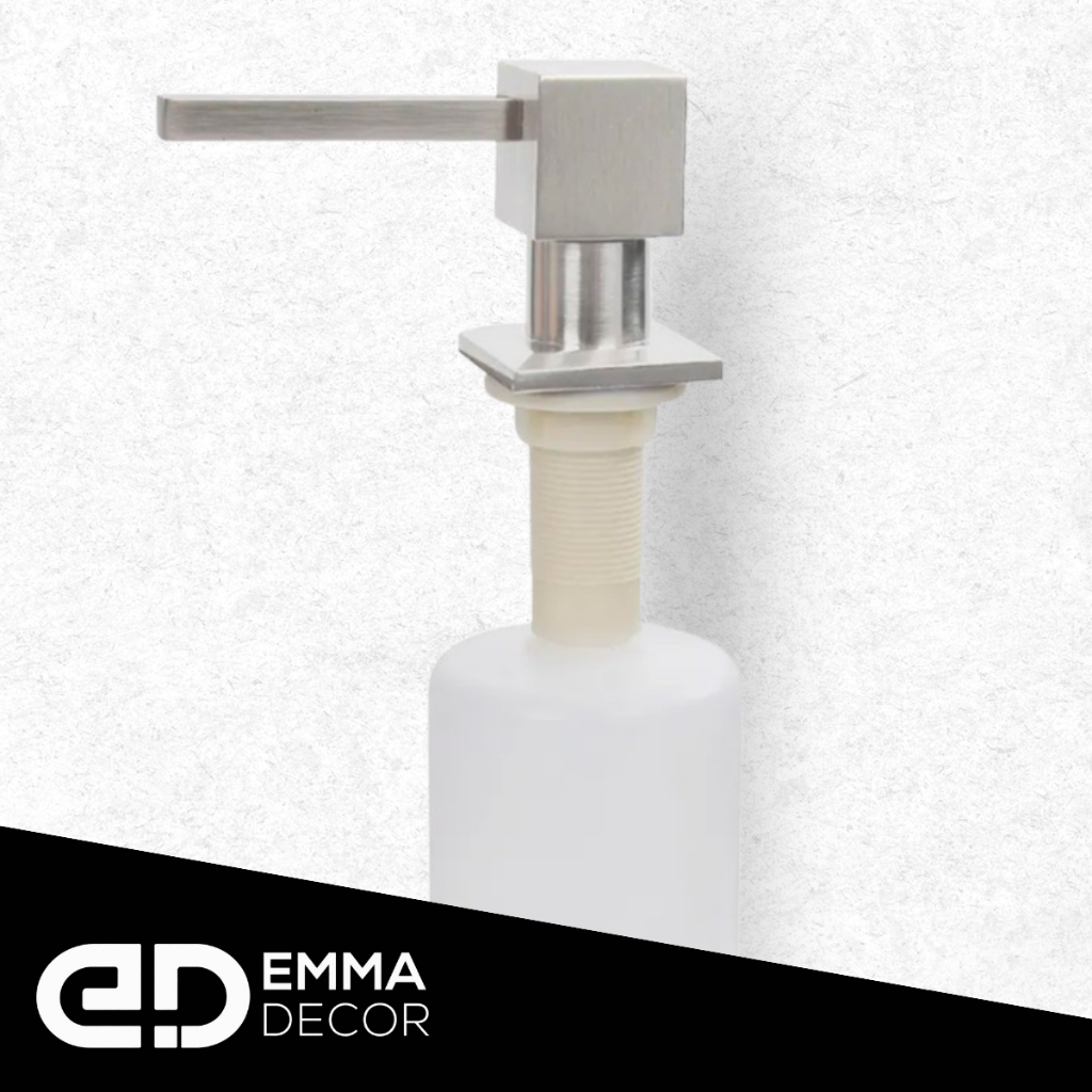 Dispenser Quadrado Luxo Detergente/Dosador inox Porta Sabonete Liquido Embutir Cozinha/Banheiro - Demima