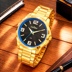 Relógio Masculino Condor Dourado Original 1 Ano Garantia