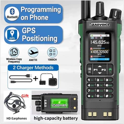 iBAOVOICE UV-32 Walkie Talkie 10W rádio banda dupla GPS Bluetooth, bateria 2500mAh, carregamento USB-C com fone brinde