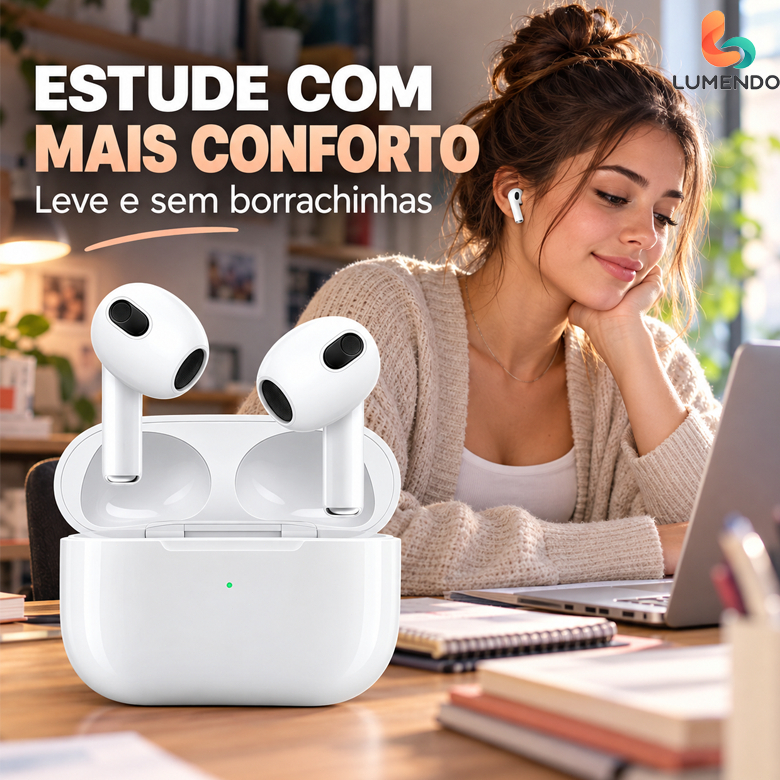 Fone de Ouvido Bluetooth 5.3 TWS PRO 4 2026 Sem Fio Semi-Intra-Auricular Touch com Microfone Resistente a Respingos