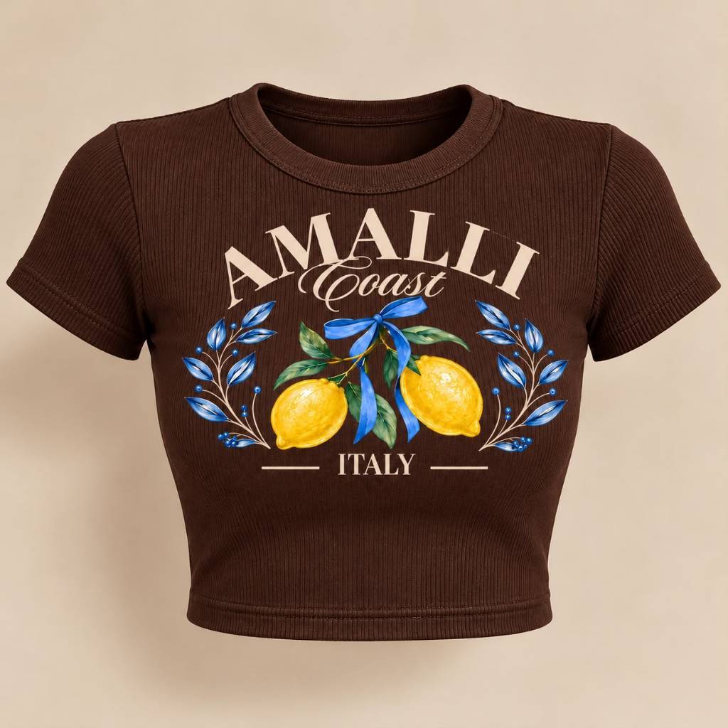 Blusa Canelada Feminina Cropped Top T-Shirt Temática Casual Confortável Camiseta Trabalho Academia Manga Curta
