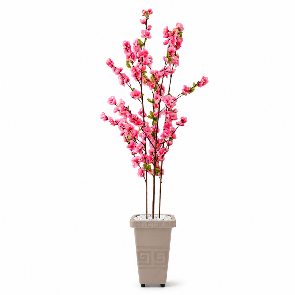 Planta Artificial Cerejeira Rosa Sakura com Vaso Grande Decoração Casa Enfeite Sala Escritório