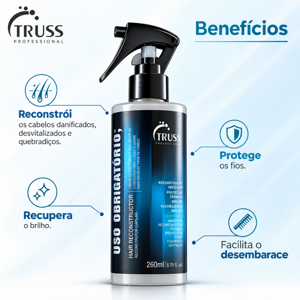 Uso Obrigatório 260ml Tratamento Reconstrutor Protetor Térmico Restauração Leave-in Danificado