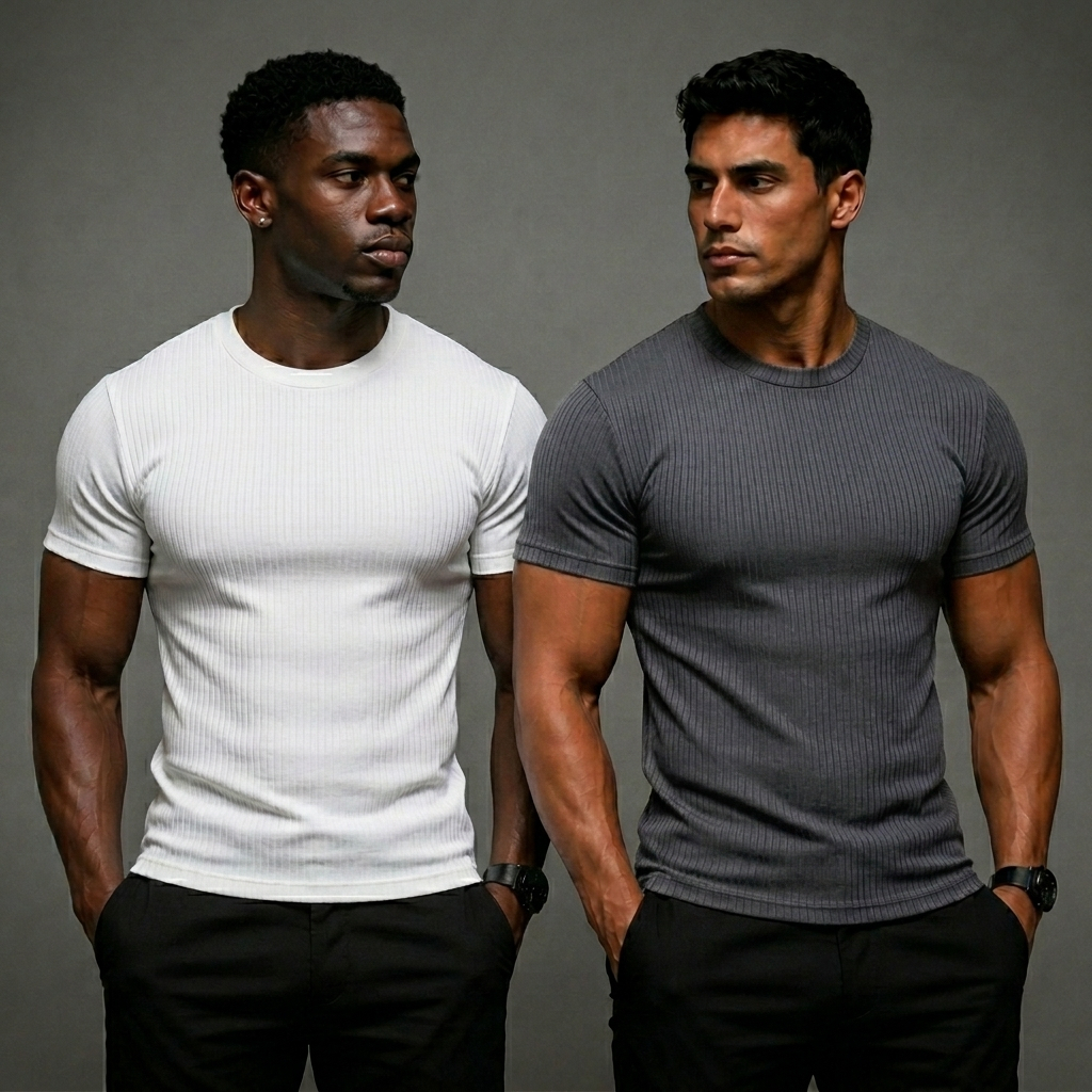 Kit 2 Camisetas Camisas Masculina Canelada Americana Blusa Americana Masculina Camisa Slim Americana Justa Ao Corpo