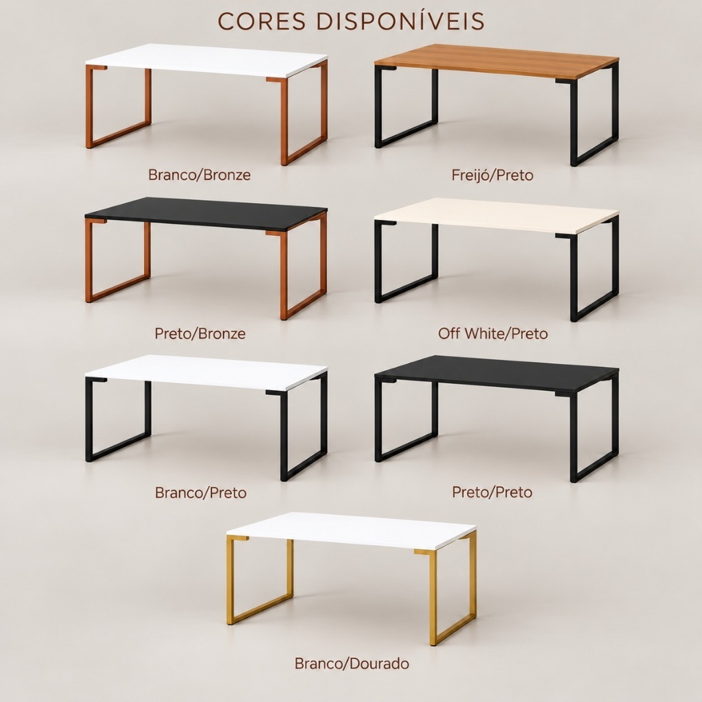Escrivaninha Industrial 90cm Mesa de Computador Tampo MDP Pes Metal Bronze