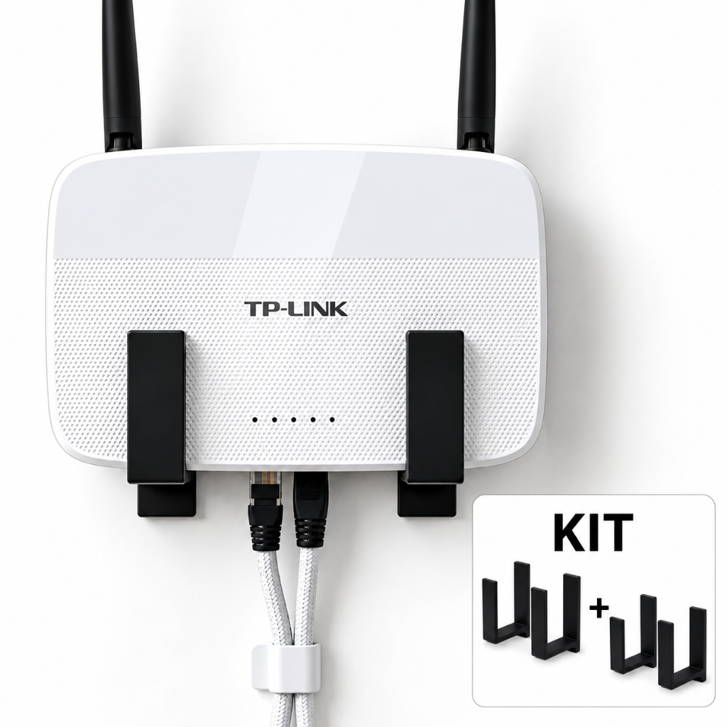 Suporte Parede Roteador Modem Wi-Fi Adesivo Universal Organização Casa Escritório