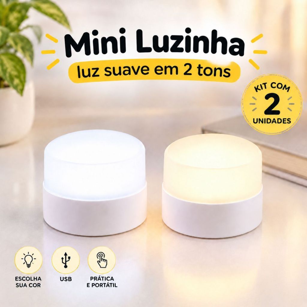 2 Un Mini Luminária USB LED Cor Fria Ou Quente Leitura Noturna Notebook Powerbank