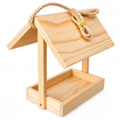 Comedouro de Madeira Pinus para Passarinhos - Ideal para Aves Silvestres