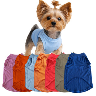 Roupa Pet Regata Ribana Malha Canelada Roupinha Cachorro Gato Animais de Estimação