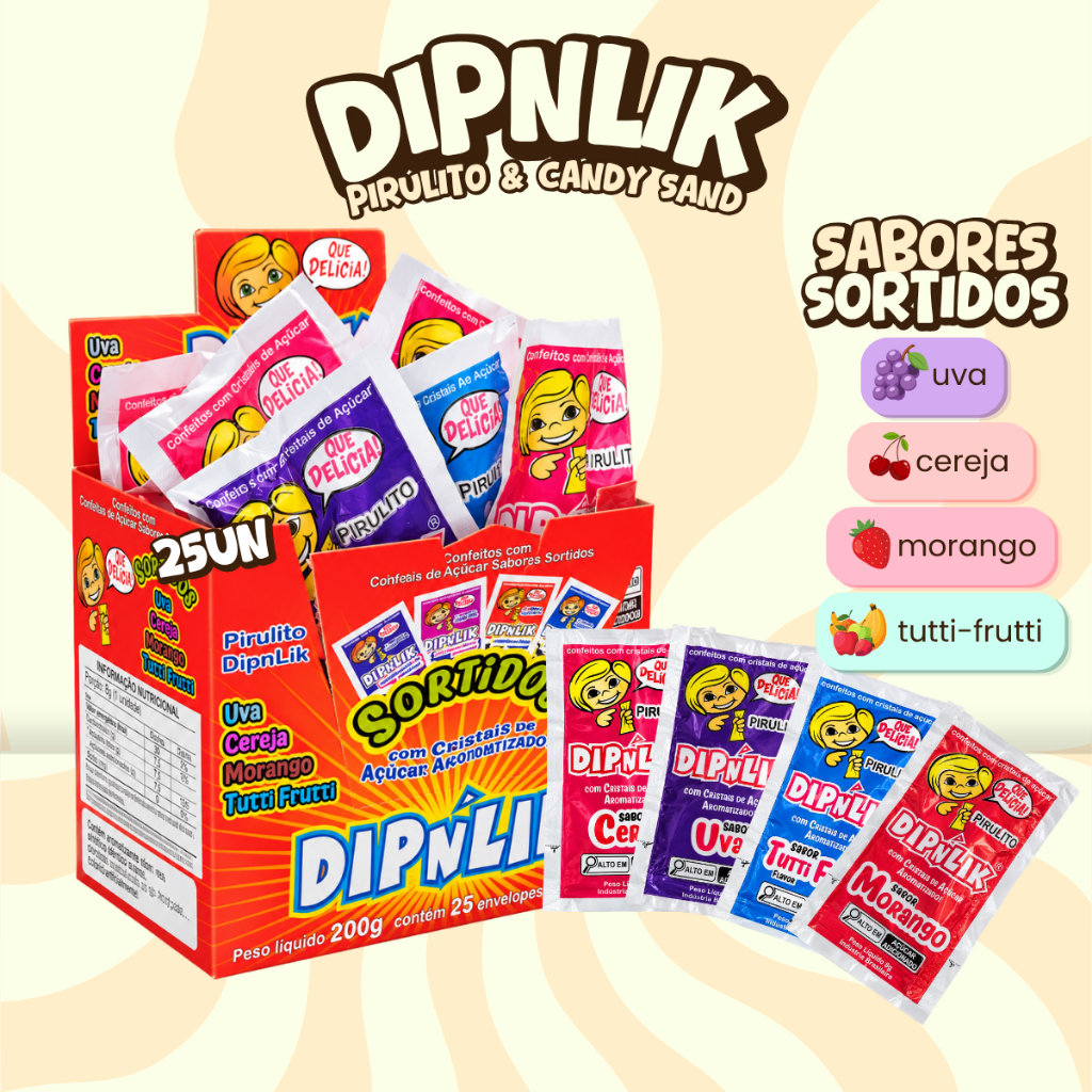 Pirulito Dipnlik Display C/25 Unidades 200g Nostálgico