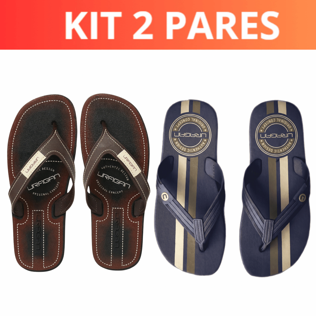 Kit 2 Chinelo Masculino Confortável Macio Borracha Resistente Antiderrapante Casual Promoção Oferta