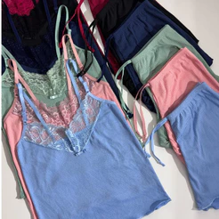 Kit 2 Baby Dolls Suede Canelado Conforto Noites Aconchegantes Pijama Moda Noite