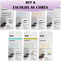 Kit 6 Hennas Glance Para Sobrancelhas Rare Way 100% Natural