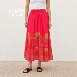 Lovito Bossa Saia Midi Feminina Estampada SKB853BRL883