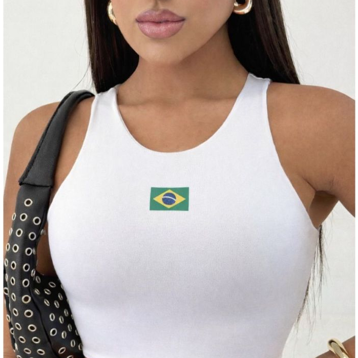 Regata Ribana Feminina Brasil Copa Seleção Brasileira Casual Estilosa do P ao GG!!