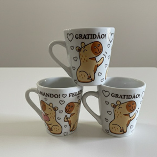 Kit Jogo Caneca 120ml Capivara Porcelana Personalizada Chá ,Café Xícara Capivara Faixa em Oferta na Shopee