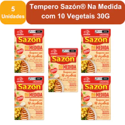 Kit 5 Unidades Tempero Sazón® Na Medida com 10 Vegetais 30G