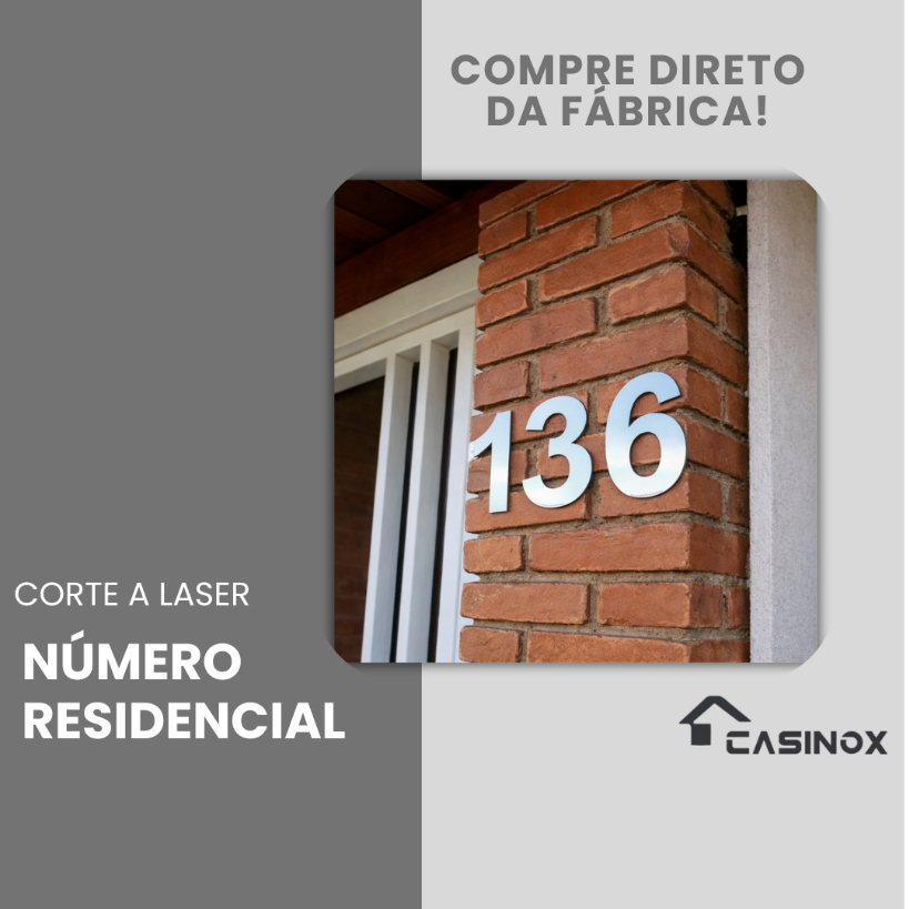 NUMERO RESIDENCIAL ACO INOX POLIDO 15 CM - CORTE A LASER em Oferta na Shopee