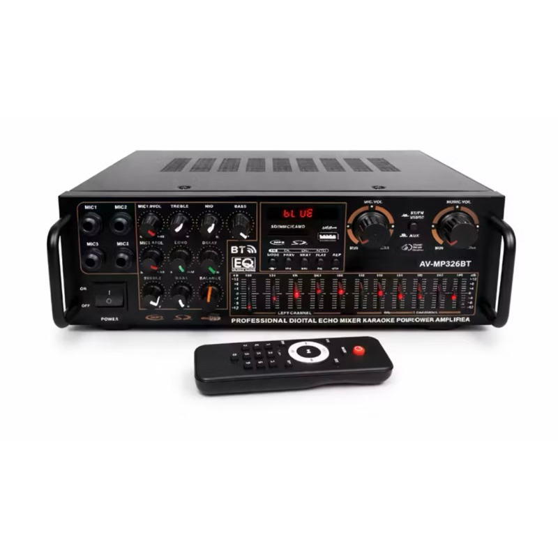 Amplificador 1200w Potente  220V  Bluetooth controle remoto USB FM  karaoke pega 4 microfones em Oferta na Shopee