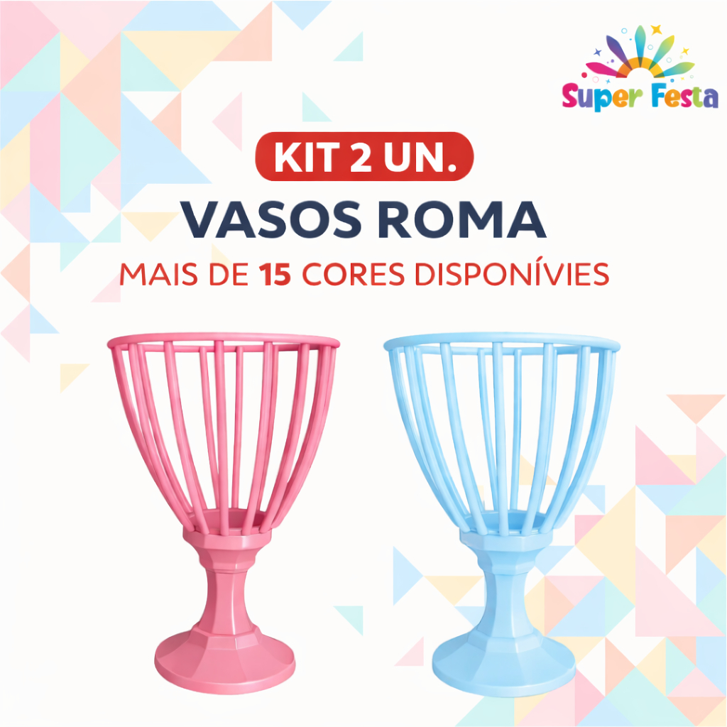 KIT COM 2 UNIDADES VASOS ROMA  PARA DECORAÇÃO - FLORES - DIVERSAS CORES em Oferta na Shopee
