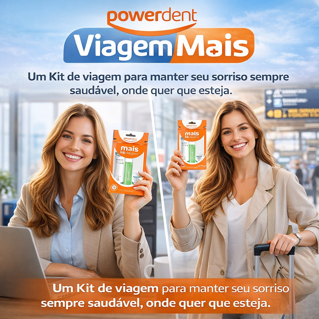 Kit Viagem Higiel Oral Mais - Escova Dental Dobrável + Gel Dental + Fio Dental Menta - Po…