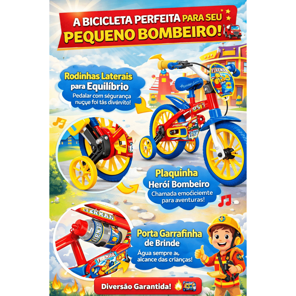 Bicicleta Infantil Nathor Aro 12 Menino com Rodinha e Para-Lama  4.9
