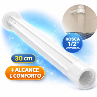 Braço Cano para Chuveiro Todos os Modelos – 30 cm | Rosca 1/2” | Branco ou Preto em Oferta na Shopee