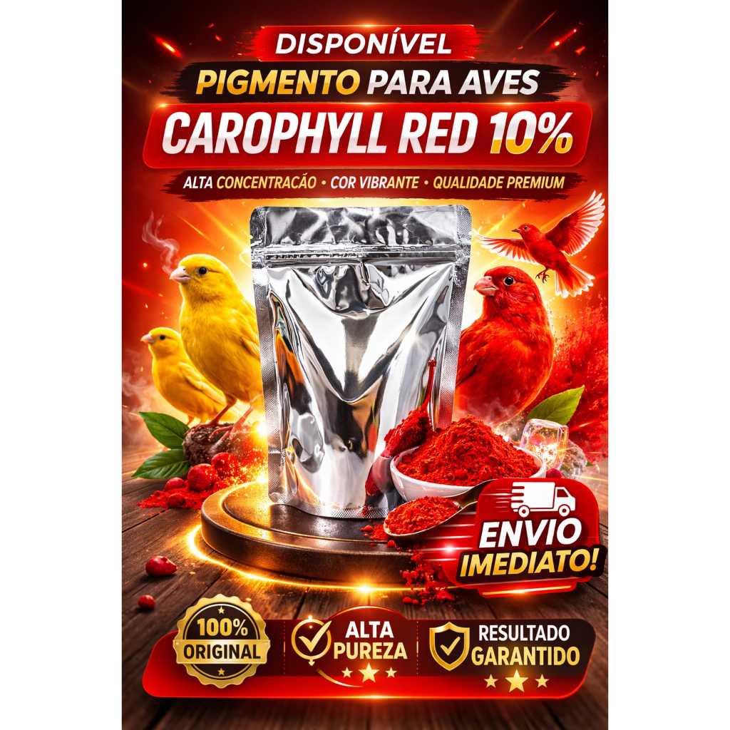 Pigmento para aves Ornamentais Cantaxantina (80 Gramas)  carophyll red 10%