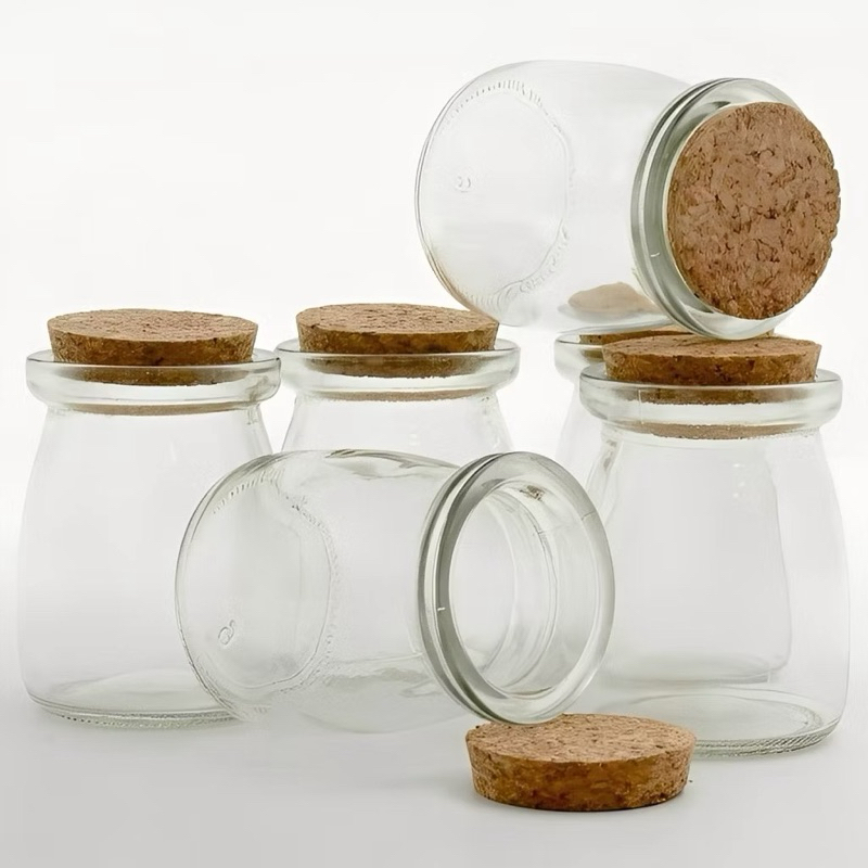 KIT COM 5 POTES DE VIDRO COM ROLHA | TAM.: 100ML CADA POTINHO | ANIVERSÁRIO | PORTA CONDIMENTOS | TEMPEROS | LEMBRANCINH