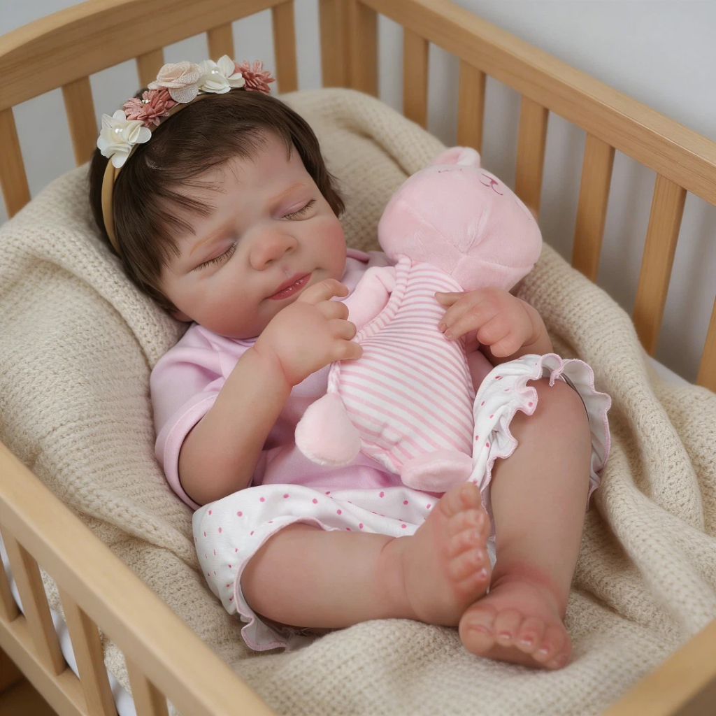 Bebê Reborn Silicone Boneca Menina 48cm Olho Fechado Brastoy em Oferta na Shopee