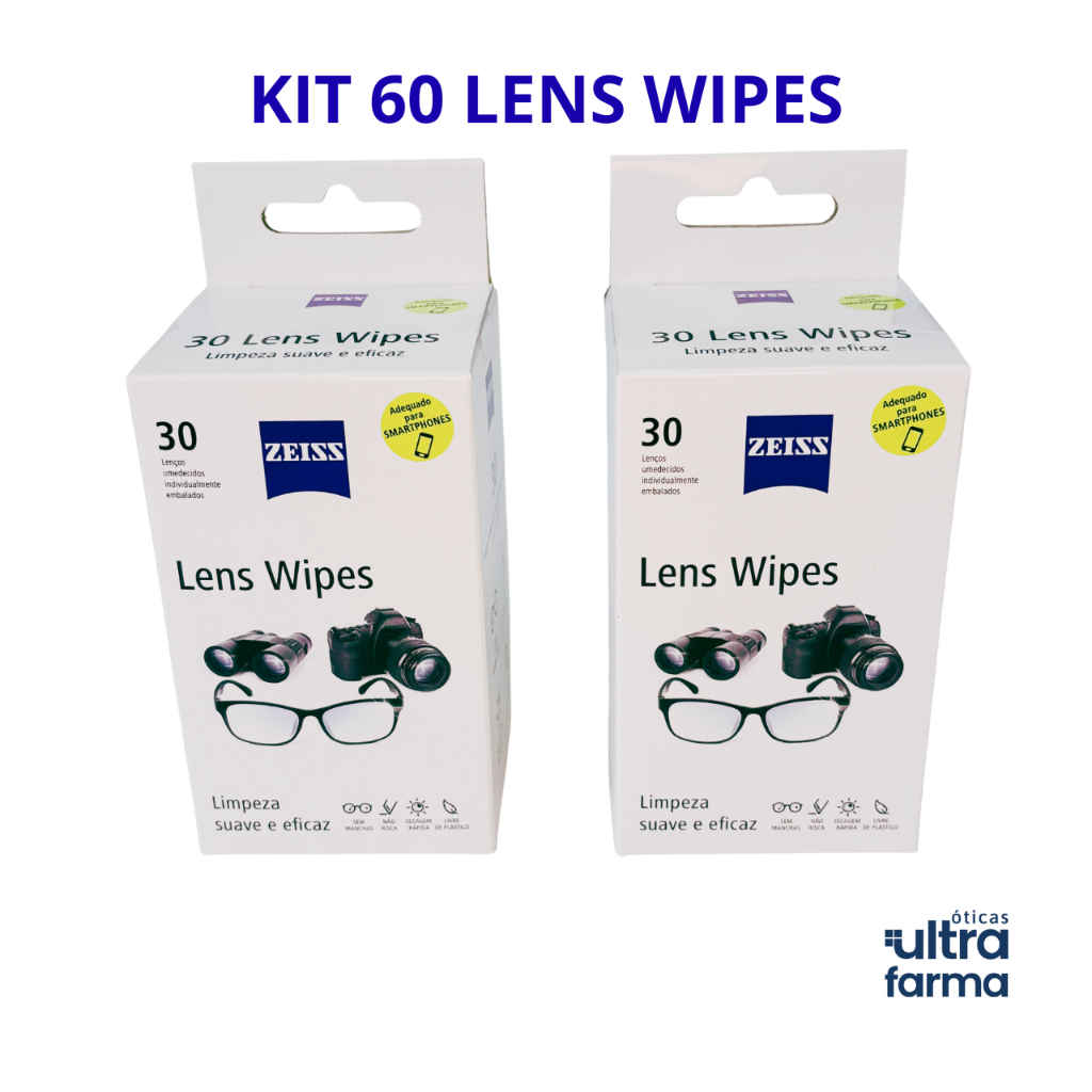 Lens Wipes Zeiss Original Limpa Óculos e Celular, Lenço Umedecido Não Risca Secagem Rápida