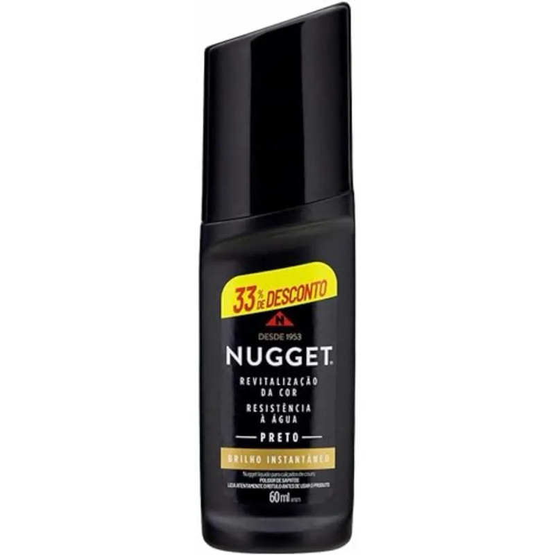 Graxa Líquida Nugget Preto Polidor de Sapatos Couro Brilho Instantâneo