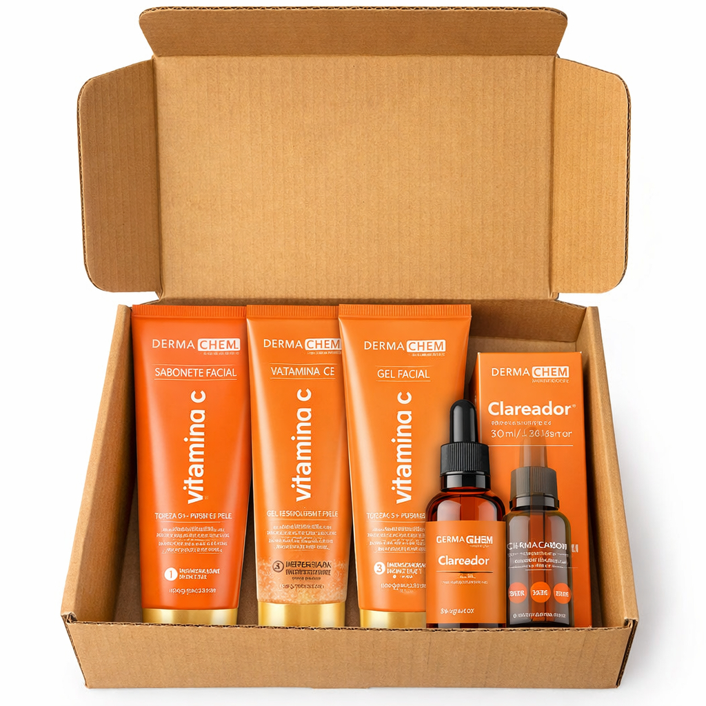 Kit Vitamina C Clareador Facial Anti Rugas Anti Manchas Melasma Pele Uniforme Skin Care Dermachem