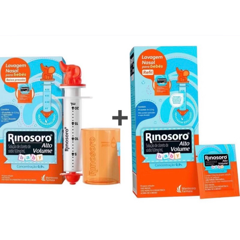 Rinosoro Alto Volume Baby Solução 15 Sachês + Aplicador + Copo Dosador + GRÁTIS REFIL COM 15 SACHÊS - KIT - Venc 08/2026