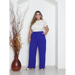 A&D Calça Pantalona Feminino De Duna Plus Size com bolso