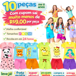 Kit 10 Conjunto Infantil Menina Verão Look Estiloso Roupinha Bebê Algodão Leve Casual