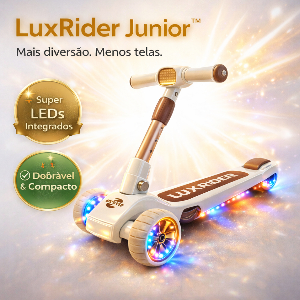 Patinete Infantil Dobrável LuxRider Junior™ com Luz LED Super Brilhante, Rodas Largas Estáveis e Estrutura Resistente Br