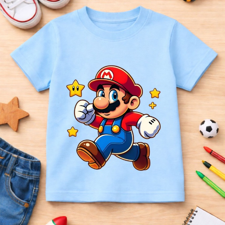 Camiseta Masculina Mario Estampada Algodão Macio Look Gamer Casual Presente Para Fã