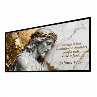 Quadro Decorativo Luxo Jesus Cristo Salmo 37:5 - Mármore e Ouro com Moldura Impressa. em Oferta na Shopee