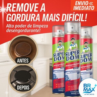 Espuma Desengordurante Spray DomLine 300ml - Limpeza Profunda Remove Gordura, Graxa e Manchas em Oferta na Shopee