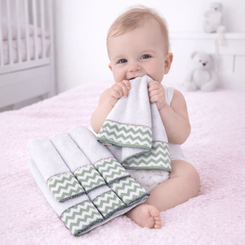 Kit 6 unidades Toalha de Ombro Babete com Tecido Estampado 100% Algodão Atoalhado Felpudo