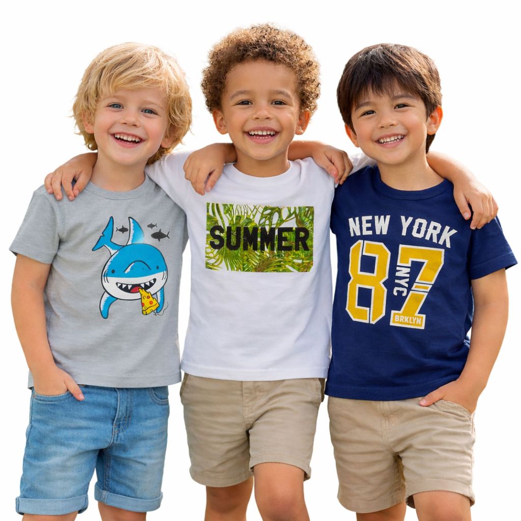 Kit 5 Camisetas Infantil Masculina Manga Curta Estampadas Algodão Menino 1 ao 10 Sortido