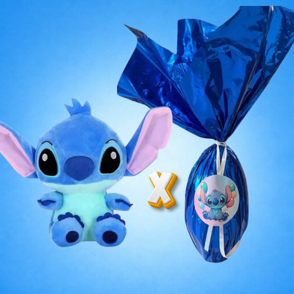 Ovo De Páscoa Ao Leite 300g + Ursinho Pelúcia Stitch Kit Criança Alta Qualidade Infantil Kids