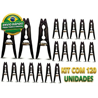 120 unidades de Prendedor Preto de plástico com mola de aço resistente pregador