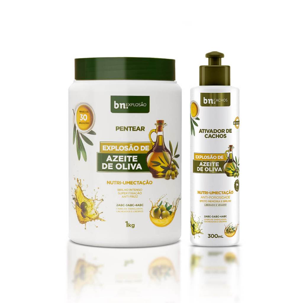 Kit Creme de Pentear Azeite de Oliva + Ativador | bn.Cachos em Oferta na Shopee